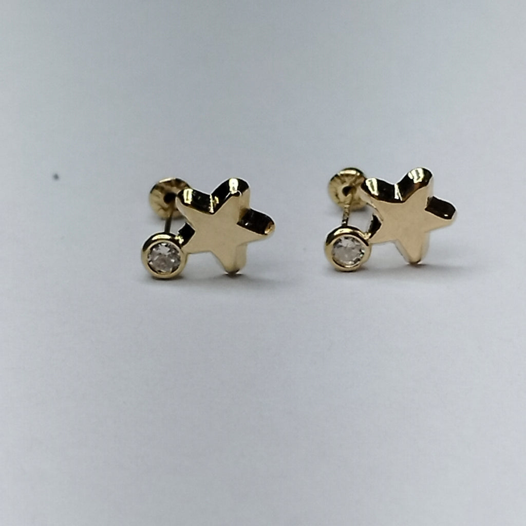 BROQUELES BROQUEL FIG ESTRELLA C CIRCONIA 14K 0.2603 GR (NUEVO)