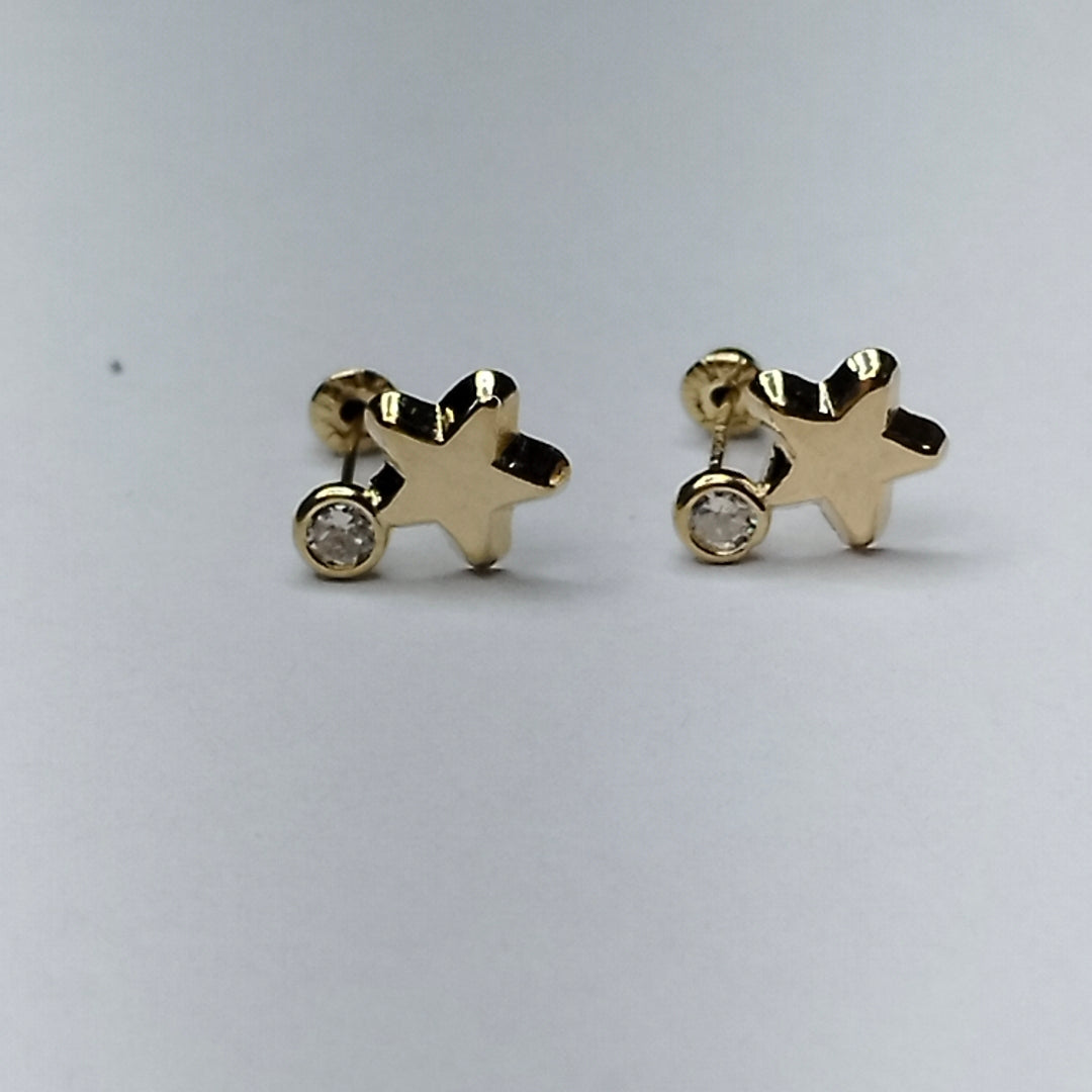 BROQUELES BROQUEL FIG ESTRELLA C CIRCONIA 14K 0.2603 GR (NUEVO)