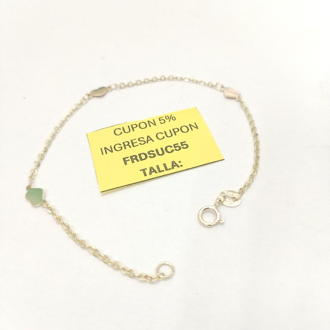 PULSERA ESPECIAL CON CORAZONES 14K 18 CM 1.4 GR (NUEVO)