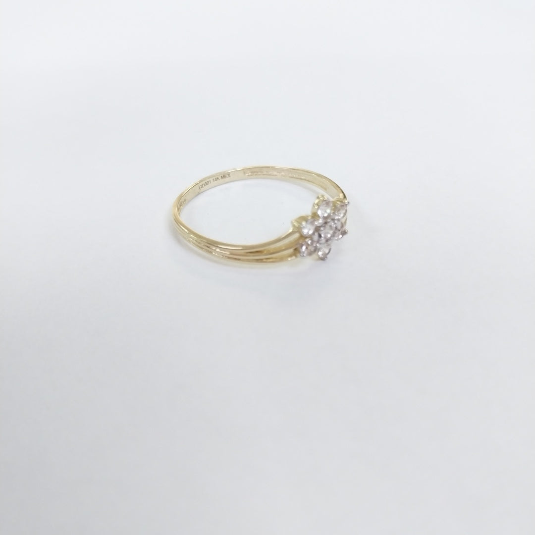 ANILLO ANILLITO FLOR C CIRCONIAS 14K 9 TALLA 1.4 GR (NUEVO)