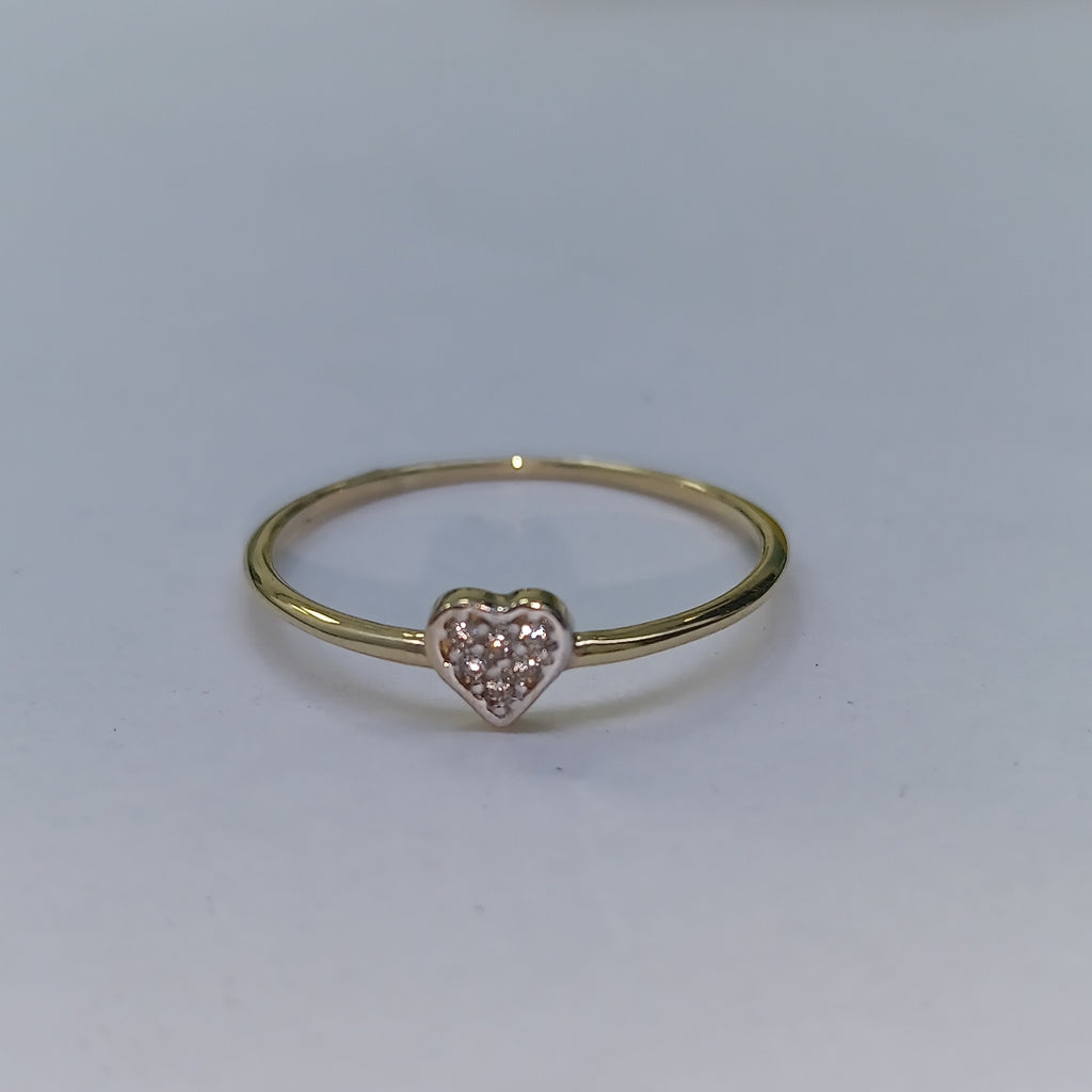 ANILLO ANILLITO CORAZON C CIRCONIA 14K 8 TALLA 0.8 GR (NUEVO)