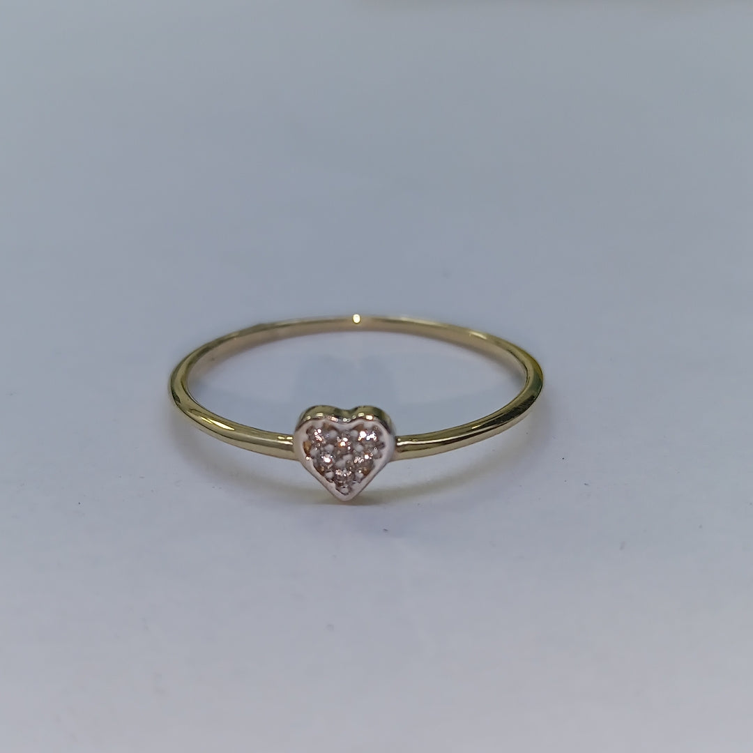 ANILLO ANILLITO CORAZON C CIRCONIA 14K 8 TALLA 0.8 GR (NUEVO)