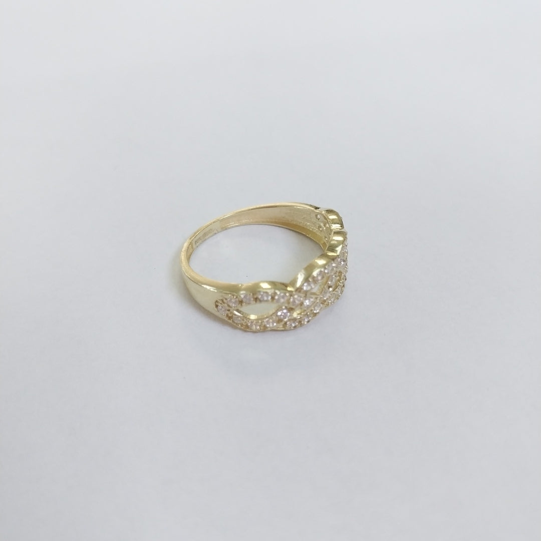 ANILLOS TRENZADO CON CIRCONIAS 14K TALLA 7 2.2 GR (NUEVO)