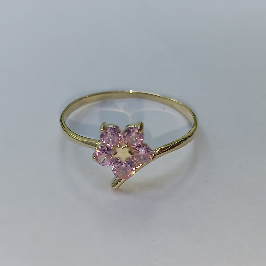 ANILLOS FIG FLOR CON PDRAS COL ROSA 14K TALLA 7.5 0.9 GR (NUEVO)