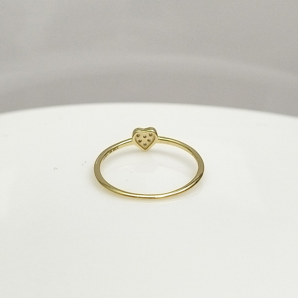 ANILLO ANILLITO CORAZON C CIRCONIA 14K 7 TALLA 0.9 GR (NUEVO)