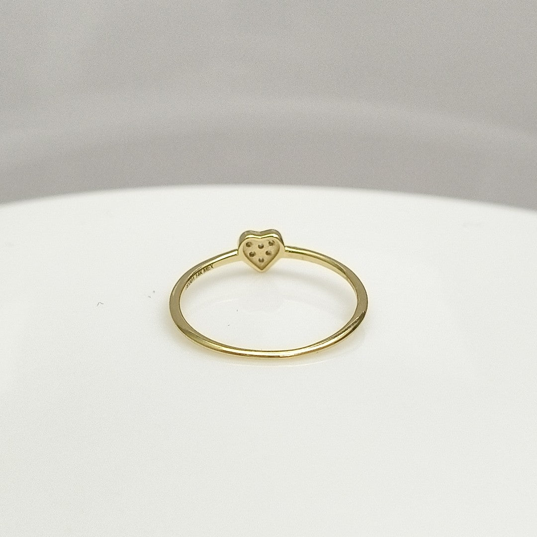 ANILLO ANILLITO CORAZON C CIRCONIA 14K 7 TALLA 0.9 GR (NUEVO)