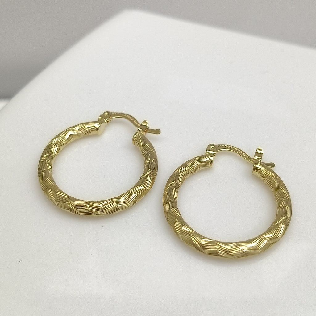 ARETES TEJIDO ARRACADA LABRADA 14K 2.7 GR (NUEVO)