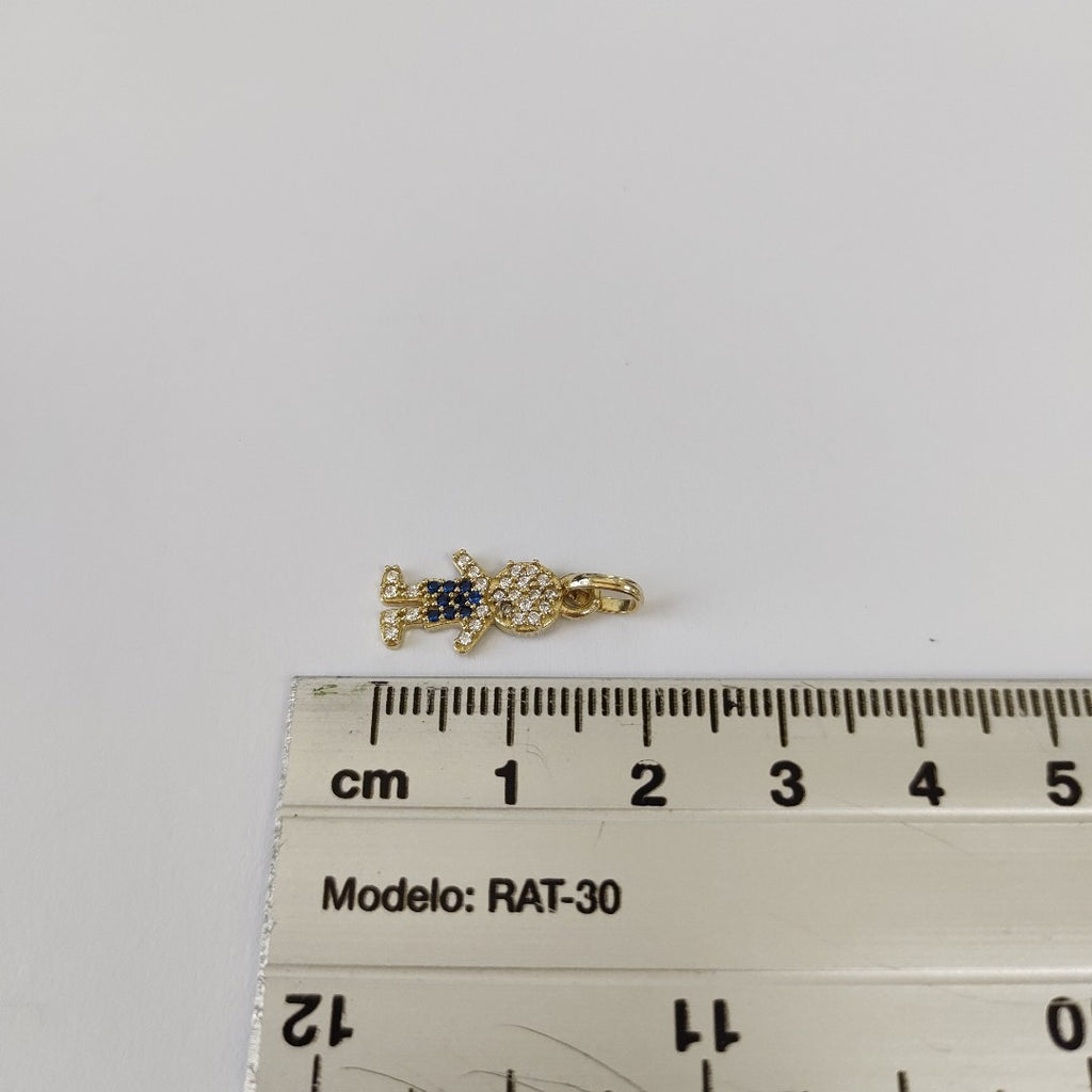 DIJE NIÑO CON CIRCONIAS Y PIEDRAS DE COLOR 10K 0.8 GR (NUEVO)