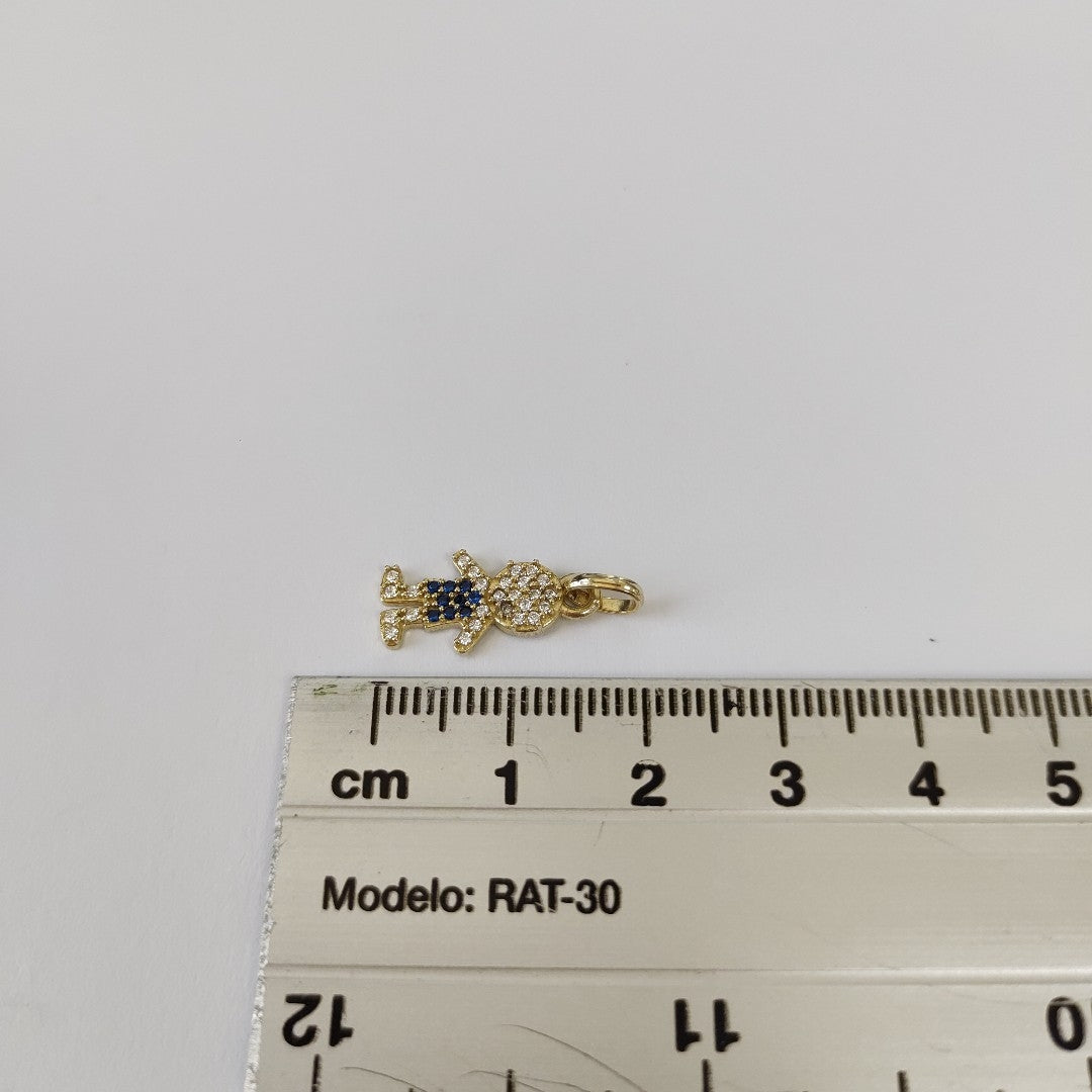 DIJE NIÑO CON CIRCONIAS Y PIEDRAS DE COLOR 10K 0.8 GR (NUEVO)