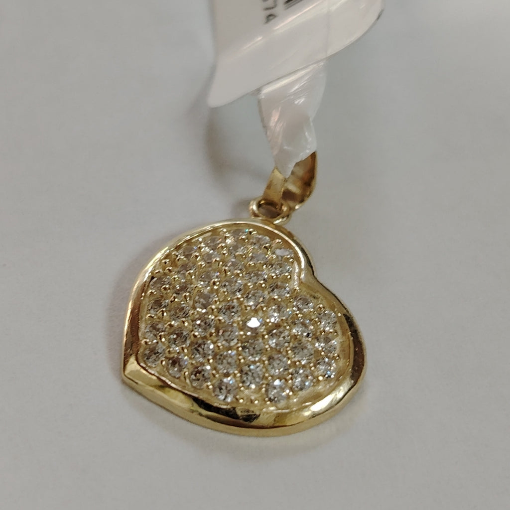 DIJE TEJIDO CORAZON CON CIRCONIAS 14K 1.8 GR (NUEVO)