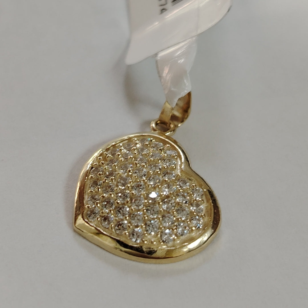 DIJE TEJIDO CORAZON CON CIRCONIAS 14K 1.8 GR (NUEVO)
