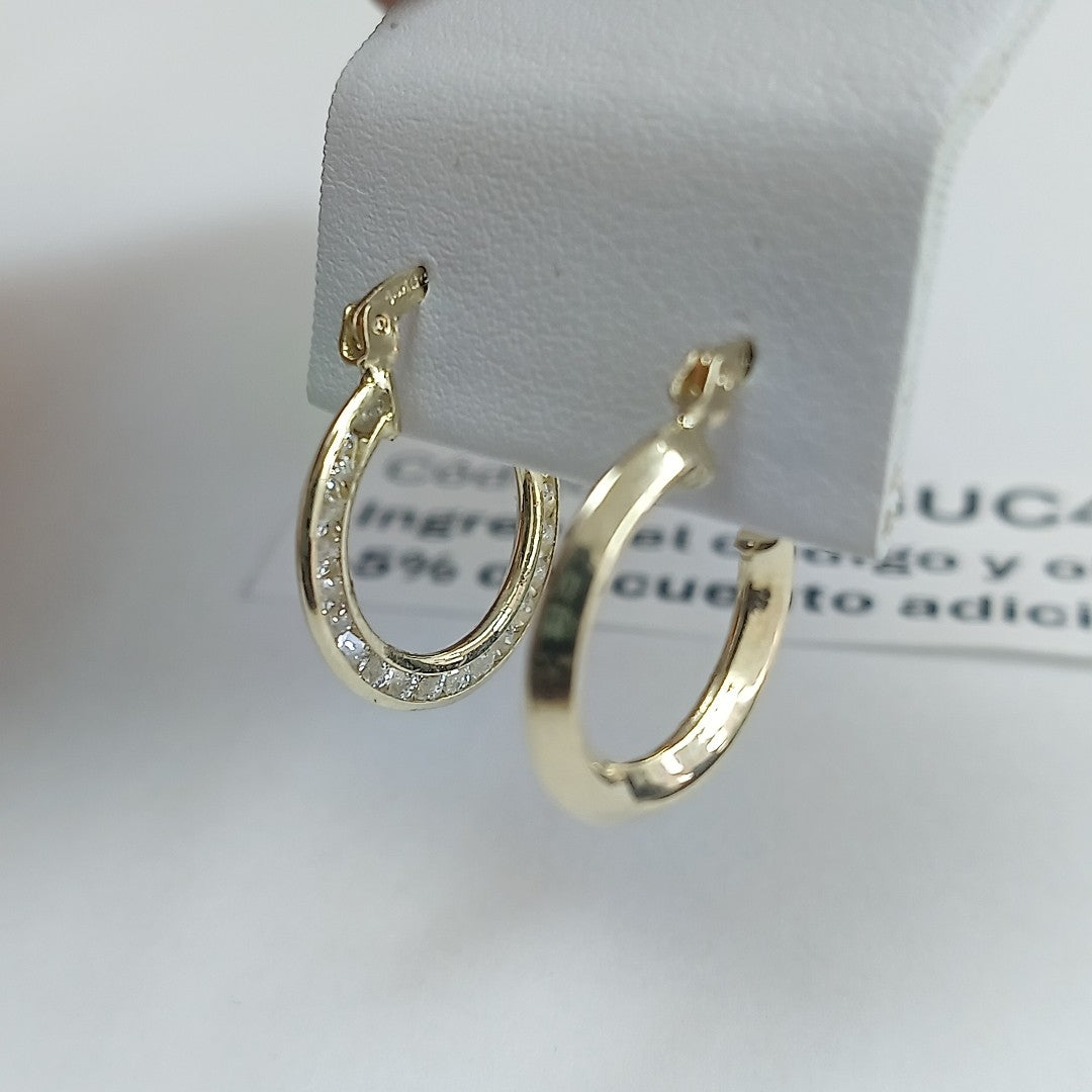 ARETES ARRACADAS CON CIRCONIAS 14K 2.3 GR (NUEVO)