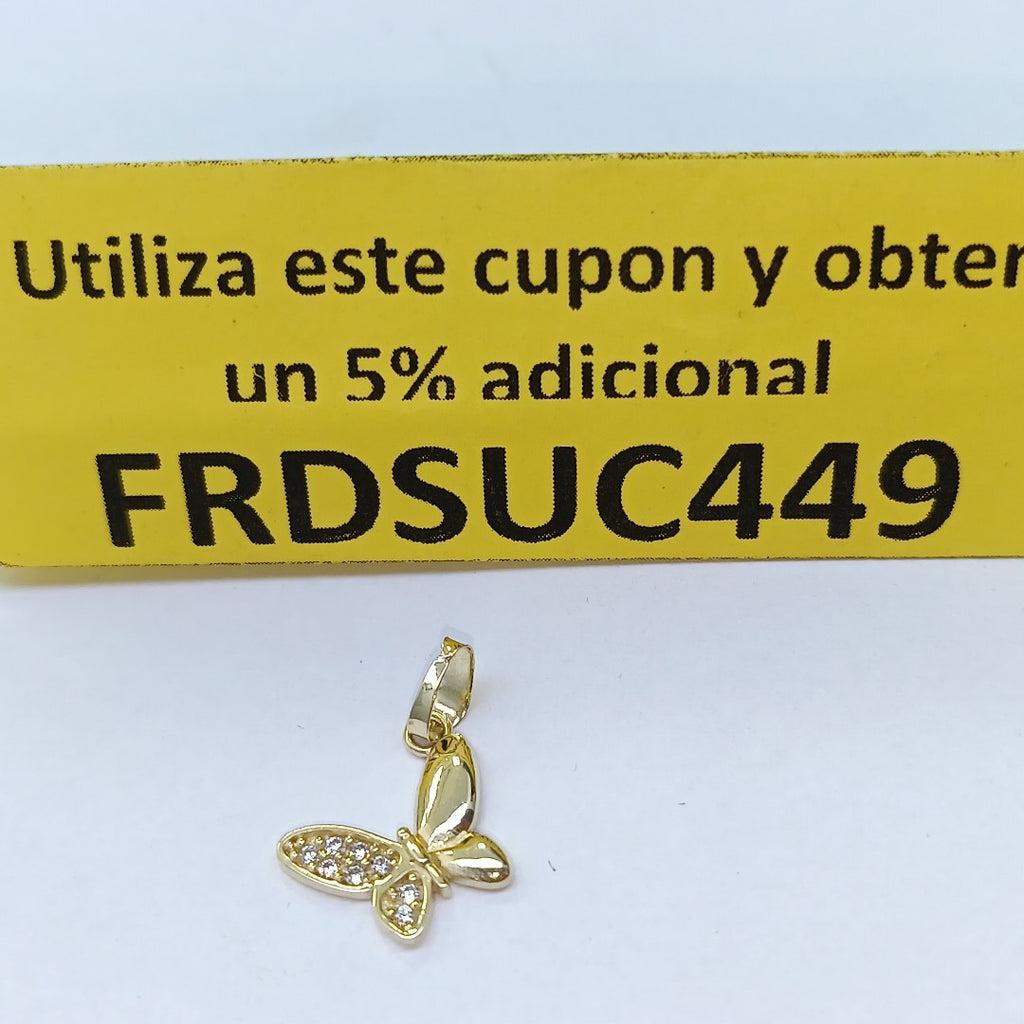 DIJE MARIPOSA CON CIRCONIAS 10K 0.9 GR (NUEVO)