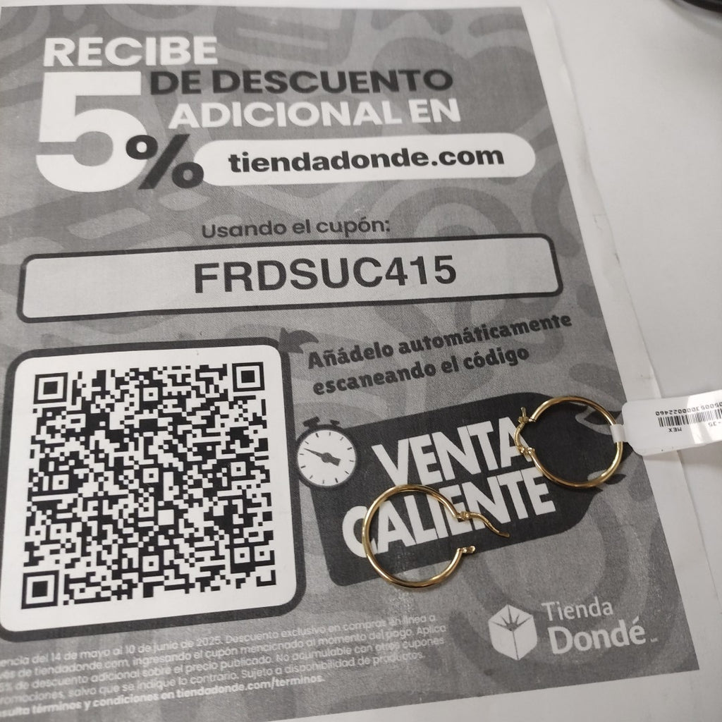 ARETES TEJIDO ARRACADAS LISAS 14K 1.5 GR (NUEVO)