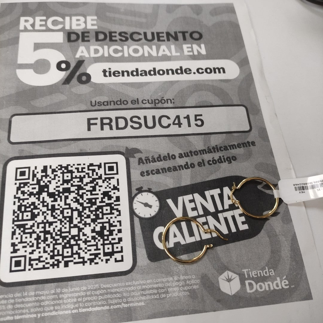ARETES TEJIDO ARRACADAS LISAS 14K 1.5 GR (NUEVO)