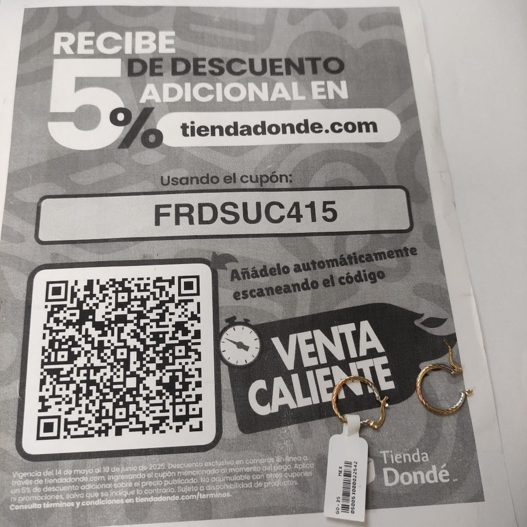 ARETES TEJIDO ARRACADAS TZL COMBINADAS 14K 1.8 GR (NUEVO)