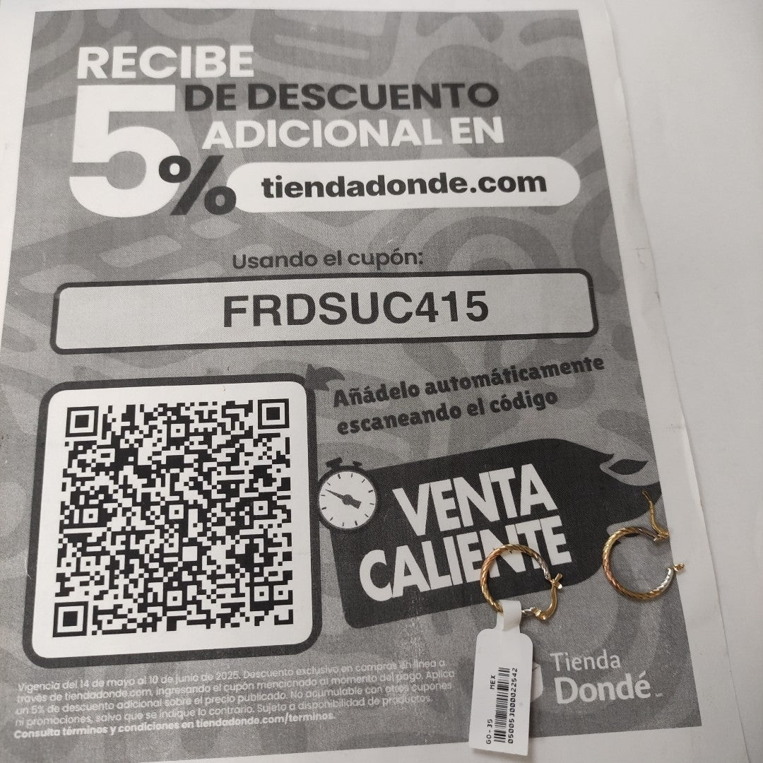 ARETES TEJIDO ARRACADAS TZL COMBINADAS 14K 1.8 GR (NUEVO)