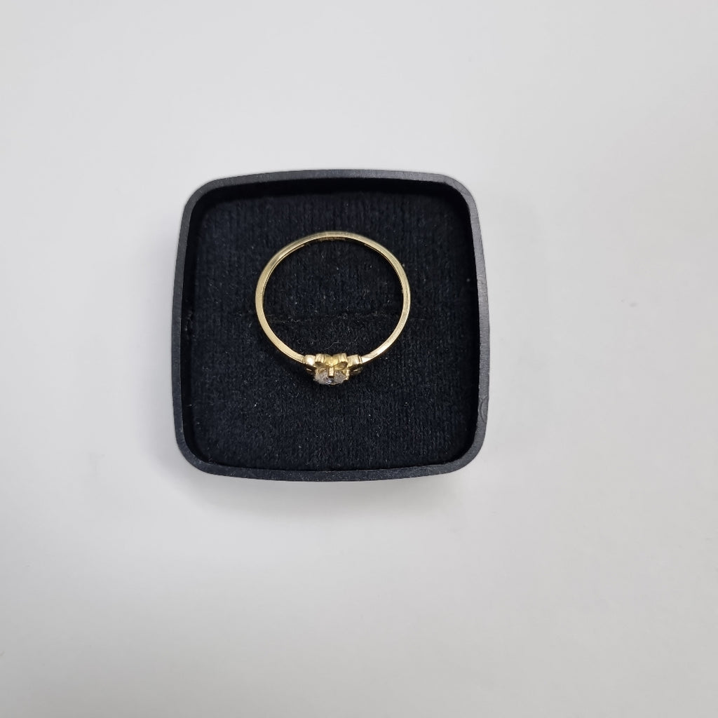 ANILLOS FLOR Y CIRCONIA 14K TALLA 8 1.1 GR (NUEVO)