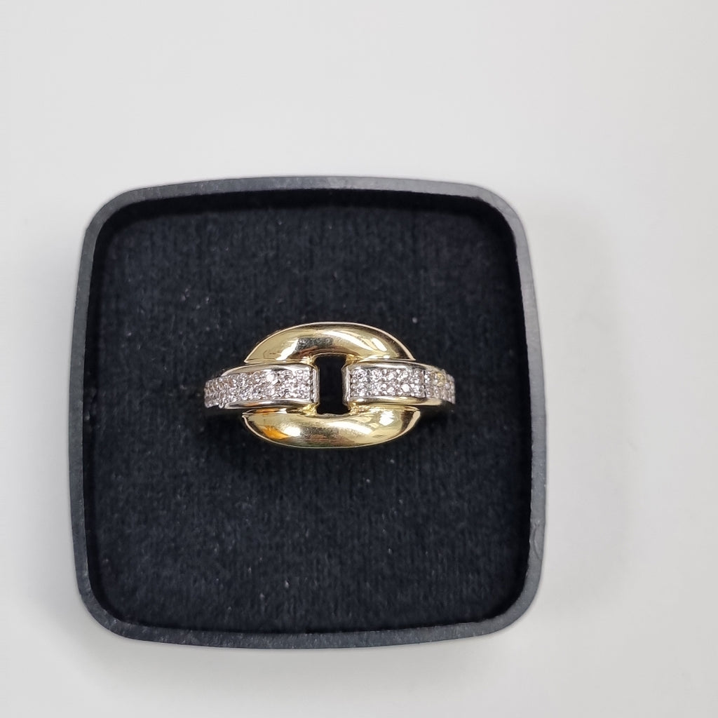 ANILLO ANILLITO C CIRCONIAS 10K 8.5 TALLA 2.7 GR (NUEVO)
