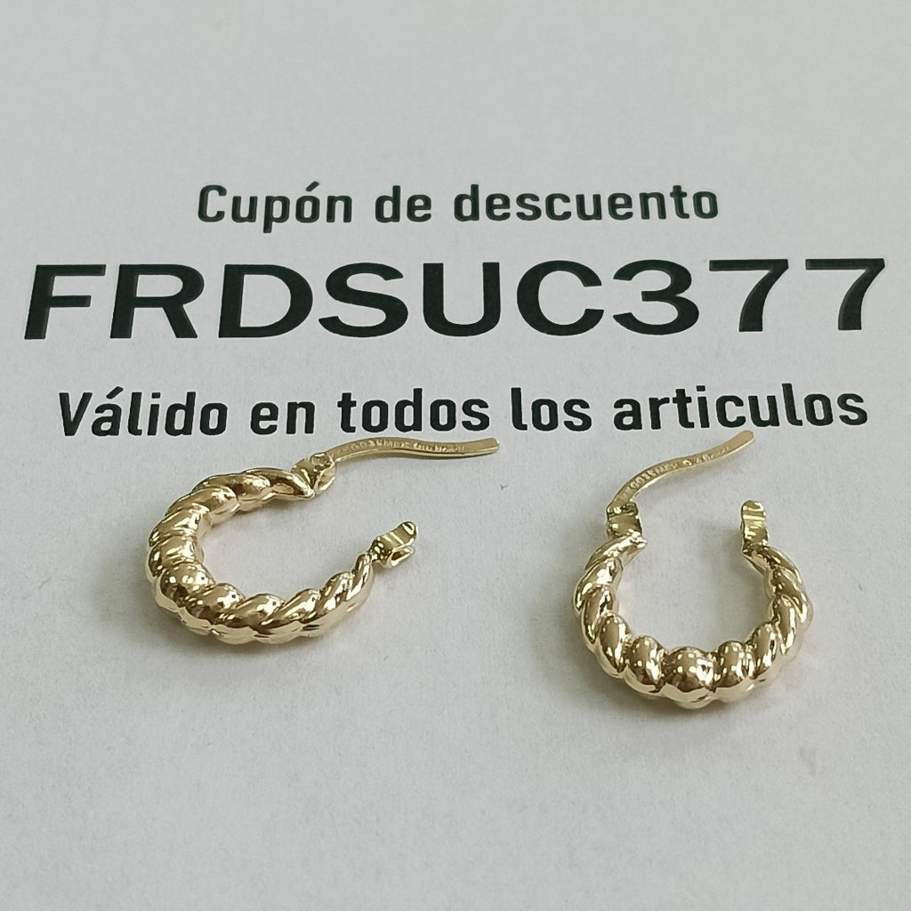 ARETES ARRACADAS TZL HUECAS 14K 1.5 GR (NUEVO)