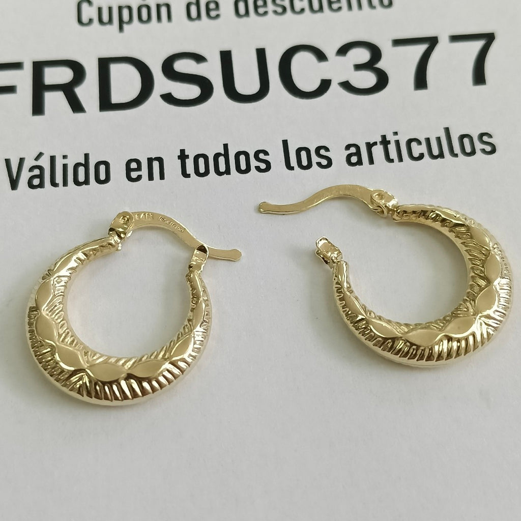 ARETES ARRACADAS HUECAS 14K 1.9 GR (NUEVO)