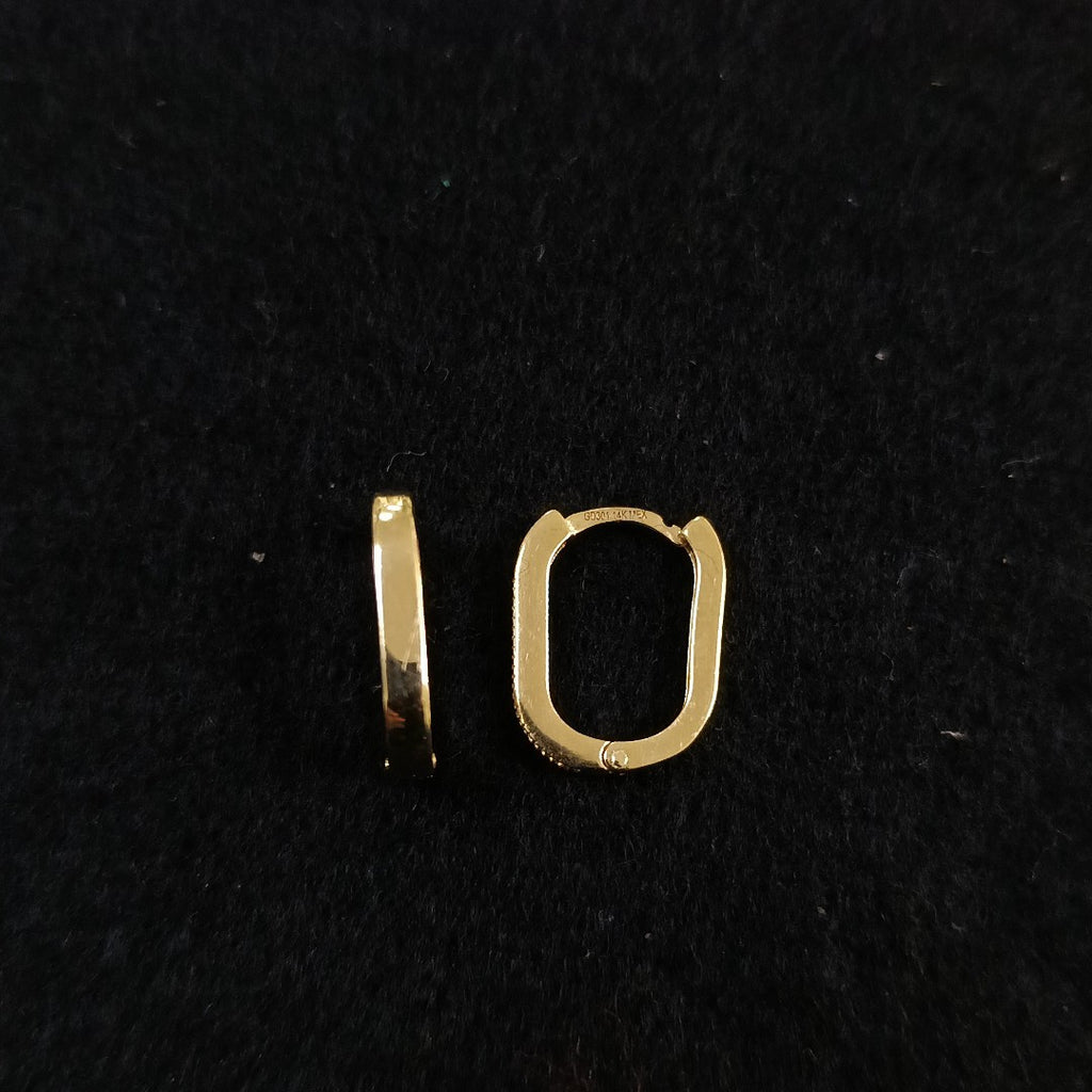 ARETES HUGGIES OVALADA C CIRCONIAS 14K 2.4 GR (NUEVO)