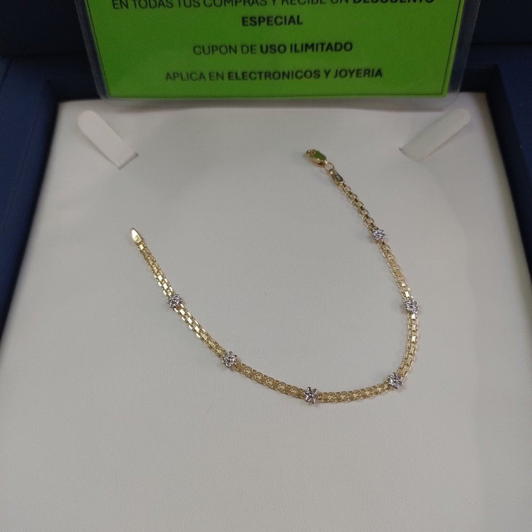PULSERA ESPECIAL C FLORES 14K 18 CM 2.9 GR (NUEVO)