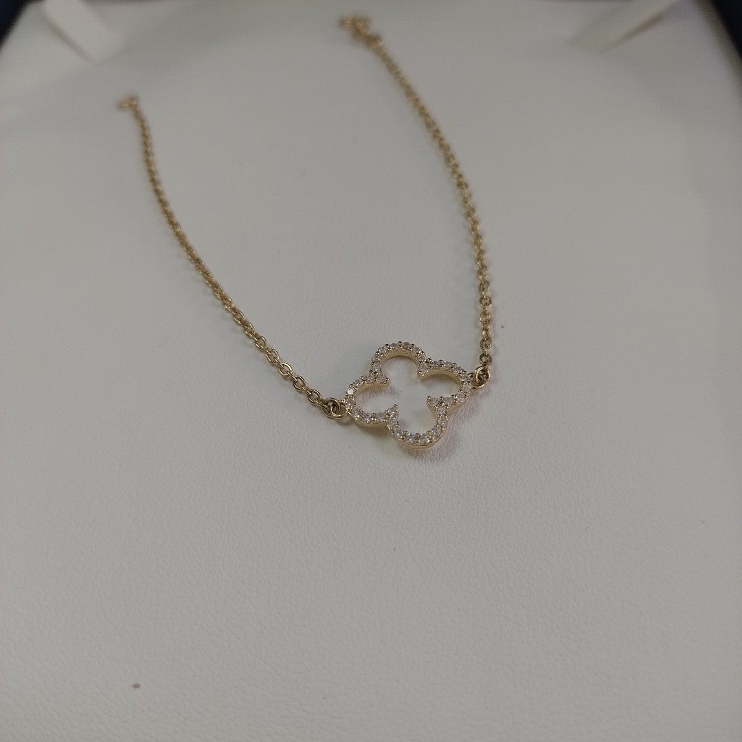 PULSERA TEJIDO ESPECIAL C CIRCONIAS 14K 18 CM 1.8 GR (NUEVO)