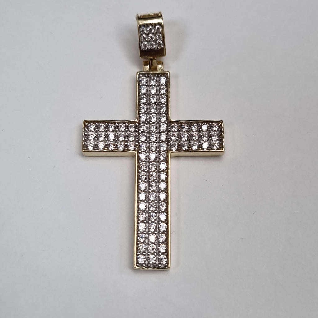 DIJE CRUZ C CIRCONIAS 14K 4.7 GR (NUEVO)