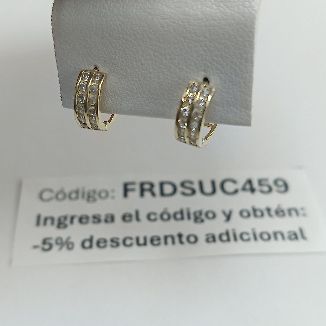 ARETES HUGGIES C CIRCONIAS 14K 1.8 GR (NUEVO)