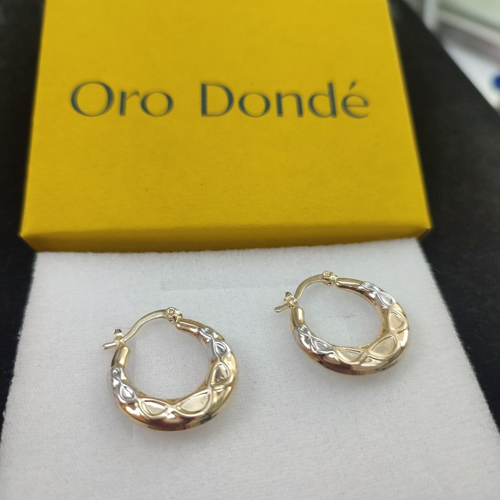 ARETES ARRACADAS COMBINADAS CON INFINITO 14K 2.3 GR (NUEVO)