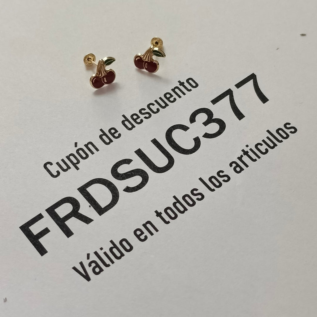 BROQUELES BROQUE FIG CEREZA C ESMALTE 14K 0.2203 GR (NUEVO)