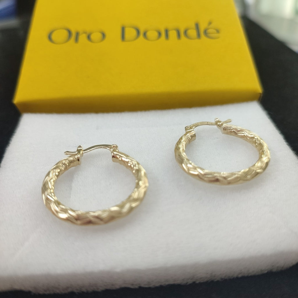 ARETES TEJIDO ARRACADA LABRADA 14K 2.5 GR (NUEVO)