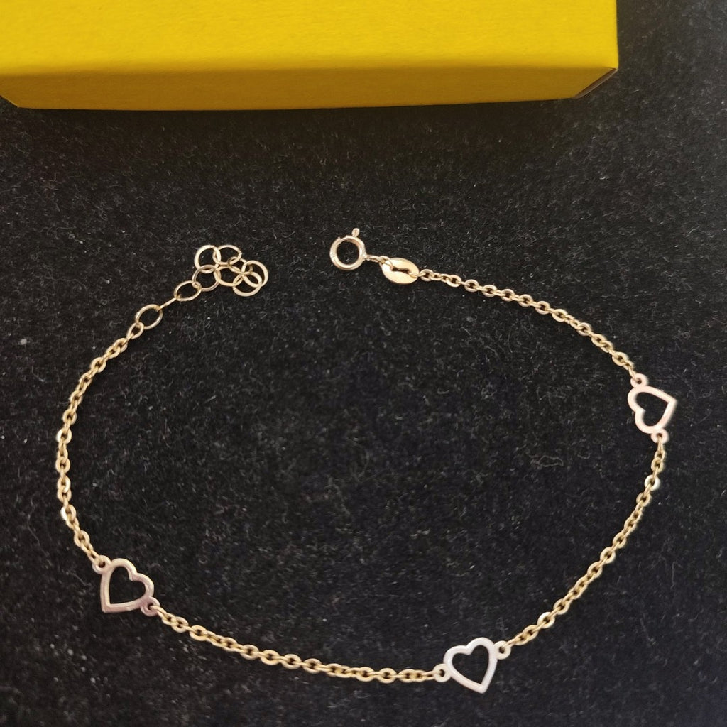 PULSERA ESPECIAL CON CORAZONES 10K 18 CM 1.2 GR (NUEVO)