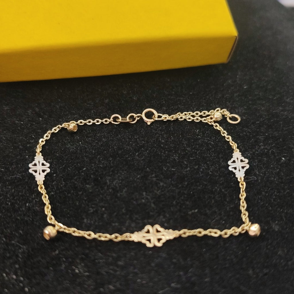 PULSERA ESPECIAL CON TREBOL 14K 18 CM 1.9 GR (NUEVO)