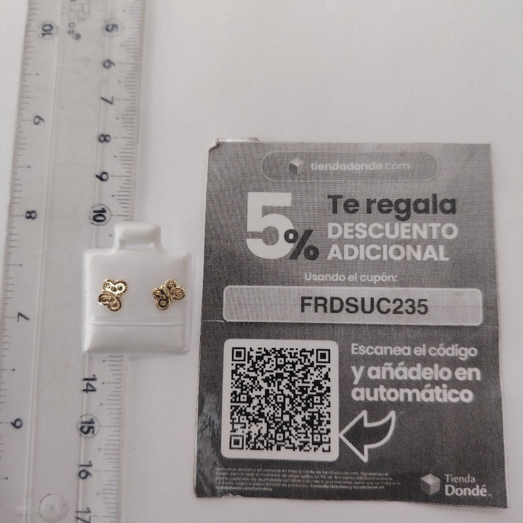 BROQUELES BROQUEL FIG MARIPOSA 14K 0.2668 GR (NUEVO)