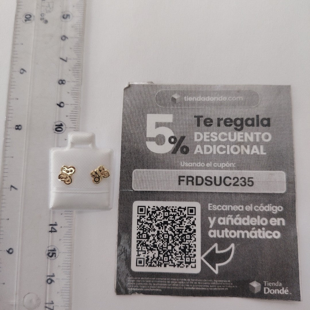 BROQUELES BROQUEL FIG MARIPOSA 14K 0.2668 GR (NUEVO)