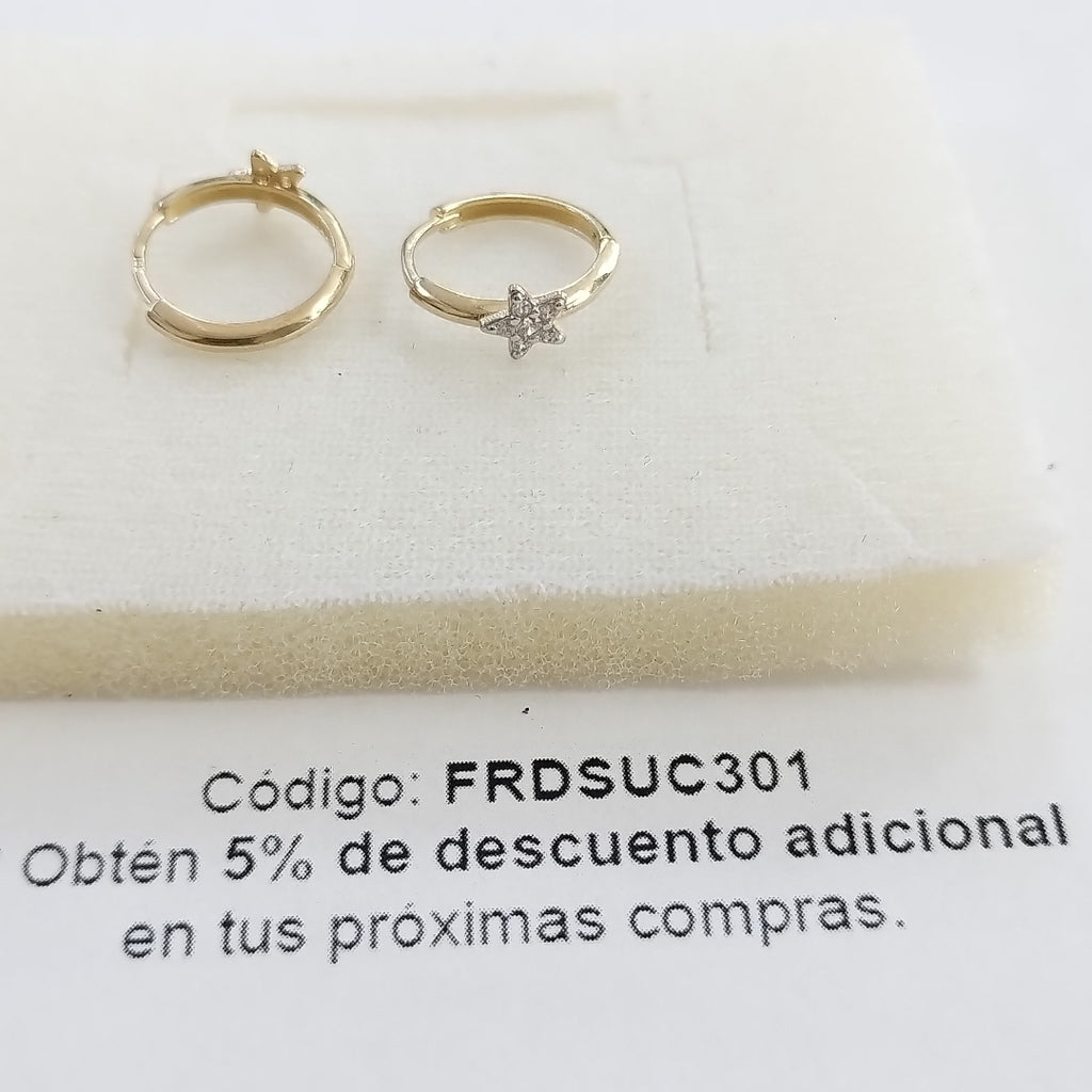 ARETES ARRACADAS FIG ESTRELLA CIRCONIAS 10K 1.6 GR (NUEVO)