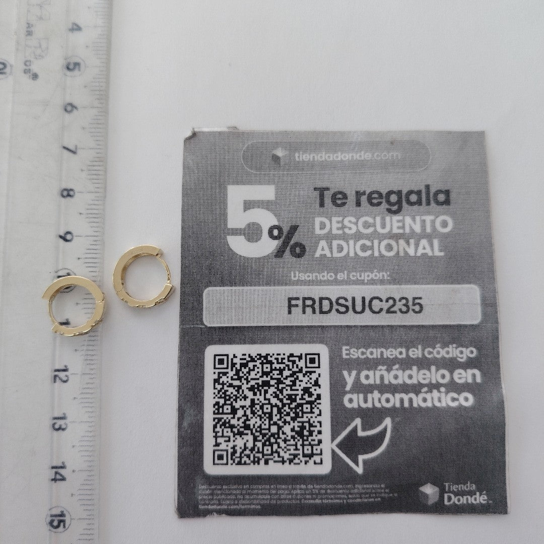 ARETES HUGGIES CON CIRCONIAS 14K 2.2 GR (NUEVO)