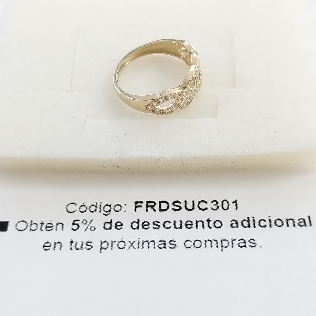 ANILLOS TRENZADO CON CIRCONIAS 14K TALLA 7 2.4 GR (NUEVO)