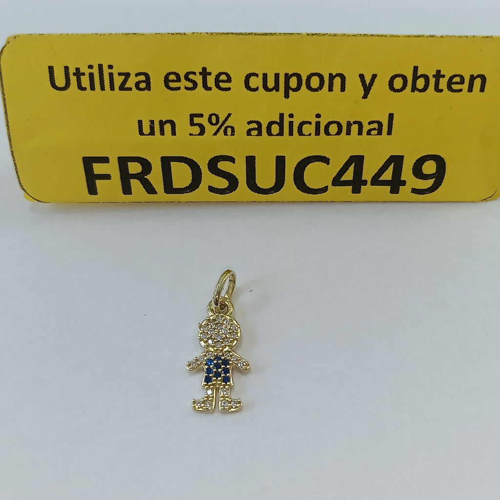 DIJE NIÑO CON CIRCONIAS Y PIEDRAS DE COLOR 10K 0.8 GR (NUEVO)