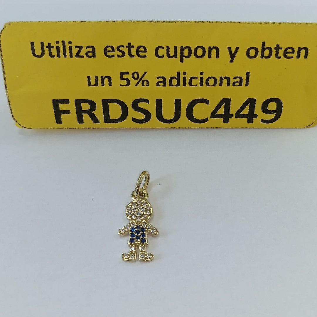 DIJE NIÑO CON CIRCONIAS Y PIEDRAS DE COLOR 10K 0.8 GR (NUEVO)