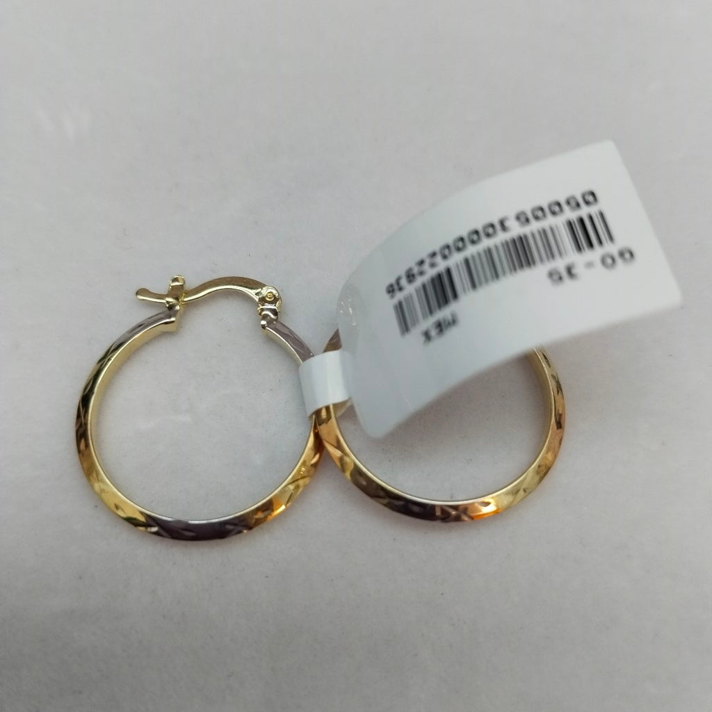 ARETES TEJIDO ARRACADAS BISELADAS COMBINADAS 14K 1.4 GR (NUEVO)