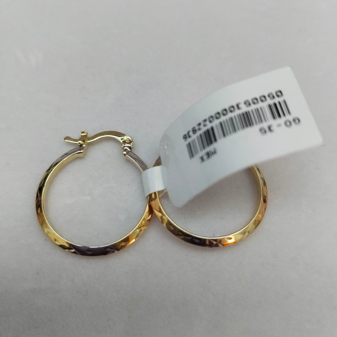 ARETES TEJIDO ARRACADAS BISELADAS COMBINADAS 14K 1.4 GR (NUEVO)