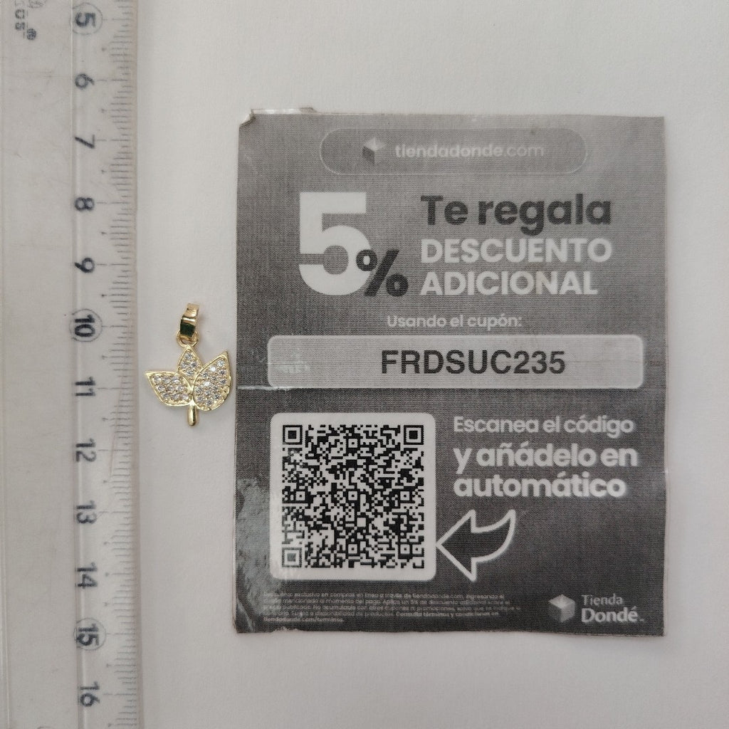 DIJE TEJIDO HOJAS CON CIRCONIAS 14K 0.9 GR (NUEVO)