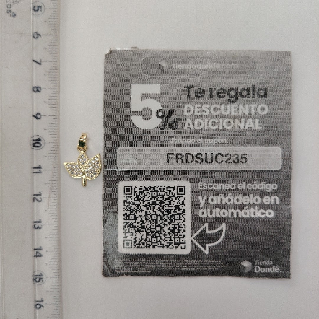 DIJE TEJIDO HOJAS CON CIRCONIAS 14K 0.9 GR (NUEVO)