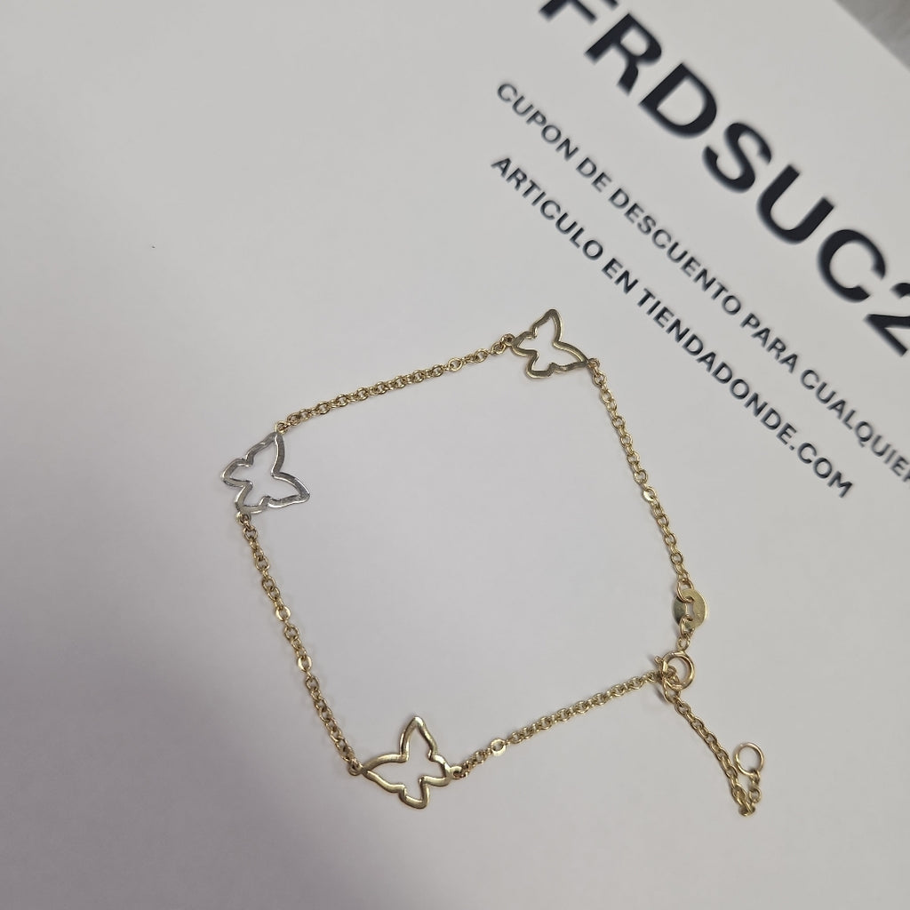PULSERA ESPECIAL C MARIPOSAS 14K 18 CM 1.7 GR (NUEVO)