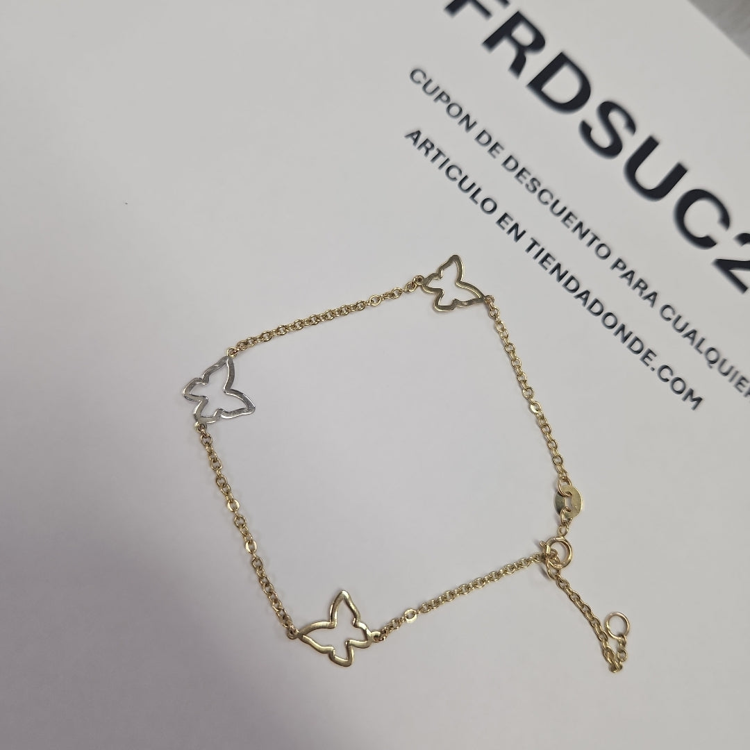 PULSERA ESPECIAL C MARIPOSAS 14K 18 CM 1.7 GR (NUEVO)