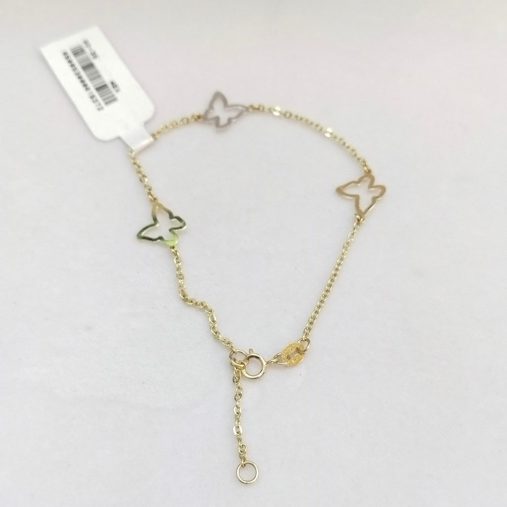 PULSERA ESPECIAL C MARIPOSAS 14K 18 CM 1.7 GR (NUEVO)