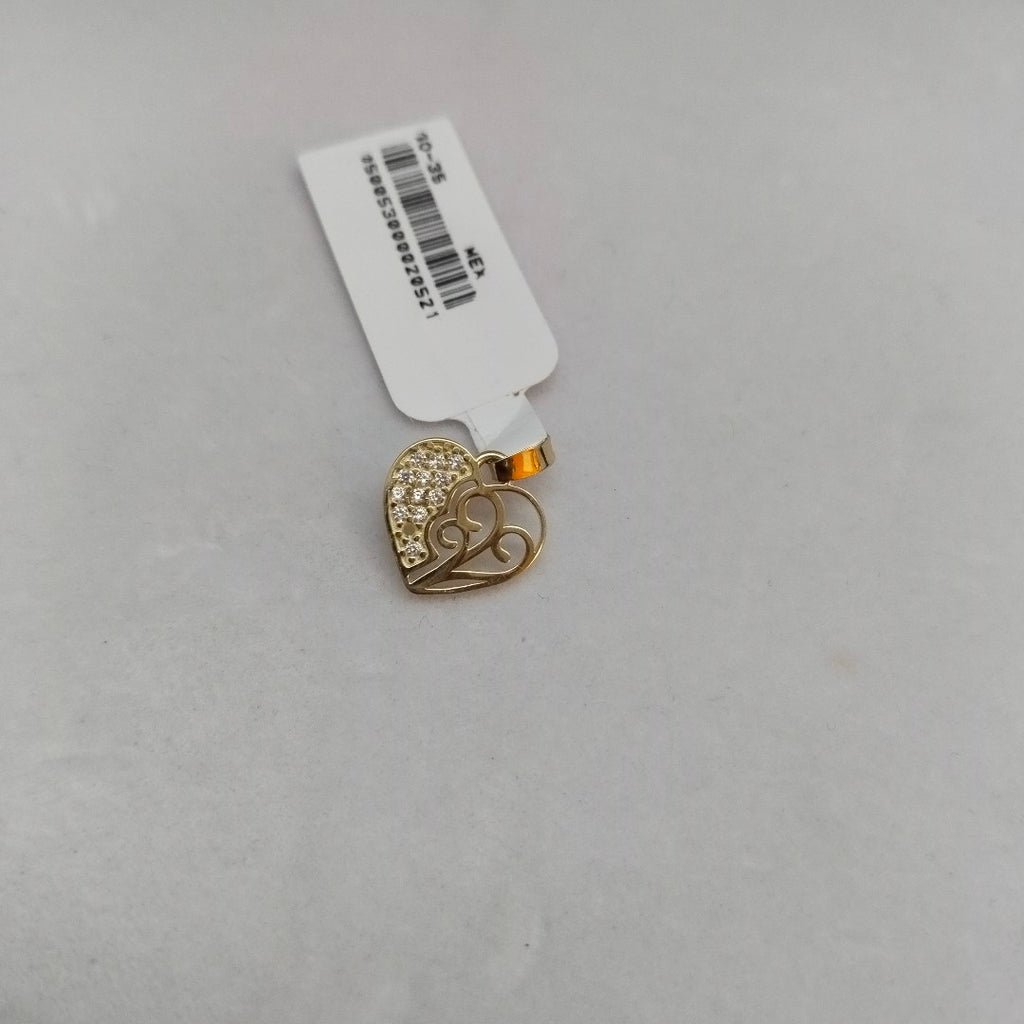 DIJE TEJIDO CORAZON CON CIRCONIAS Y ARBOL DE LA VIDA 14K 0.8 GR (NUEVO)